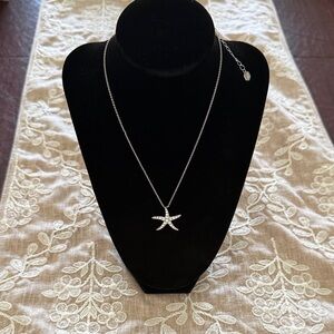 Touchstone Crystal Sterling Silver Starfish Pendant Necklace - Silver